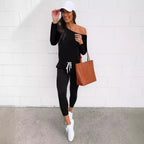 Women's Casual One-Shoulder Jumpsuit with Elastic Waist