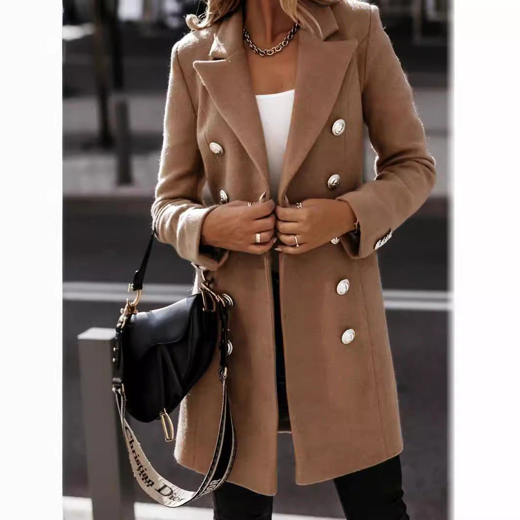 Elegant Double-Breasted Wool Coat