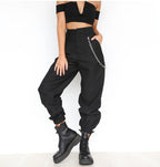 Women's Baggy Pants with Chain Details and Comfortable Waistband