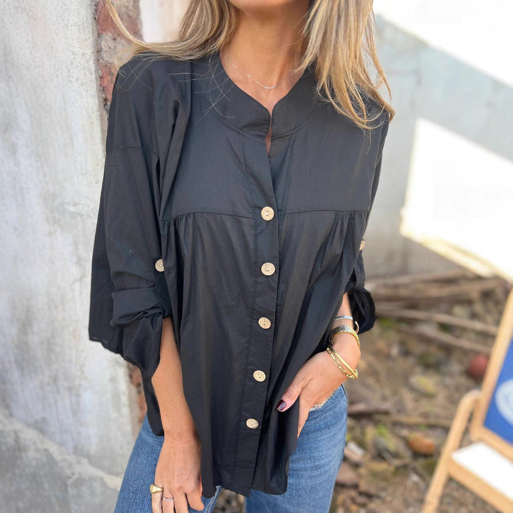 Women's Cotton Blouse with Button Placket