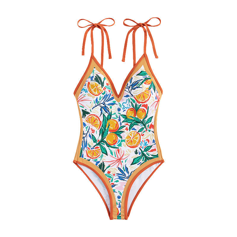 Women's Swimsuit with Vibrant Plant and Fruit Print
