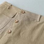 Women's Long Linen Skirt with Button Details and Pockets