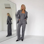 Women's Blazer with Waist Belt and Chic Lapel