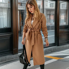 Women's Elegant Trench Coat with Belt and Practical Pockets