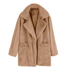 Women's Elegant Faux Fur Jacket with Patch Pockets