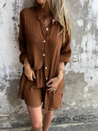 Long Sleeve Oversized Button-Down Blouse