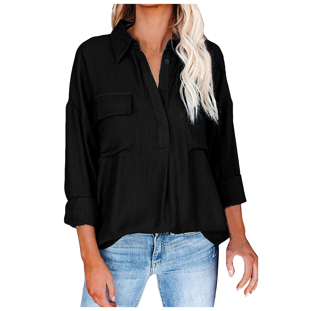 Casual Button-Down Shirt with Chest Pockets