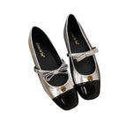 Women's Ballet Flats with Decorative Bow Ornament and Elegant Shine