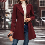 Women's Elegant Long Blazer with Modern Collar and Tailored Fit