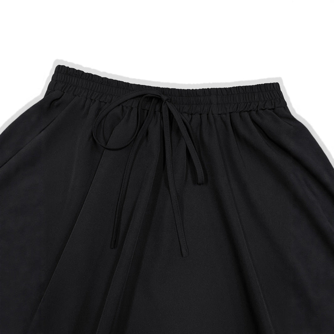 Women's Casual Skirt with Elastic Waistband and Drawstring