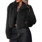 Elegant Faux Fur Jacket with Voluminous Cut