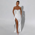 Women's Elegant Evening Dress with Shimmering Bodice