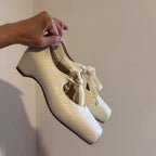Women's Ballet Flats in Snakeskin Look with Decorative Bow