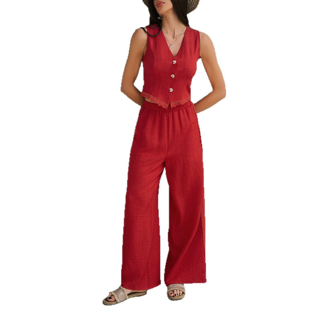 Women's Fashionable Two-Piece Set with Braided Fabric