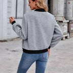 Women's Bomber Jacket with Pockets and Contrasting Collar
