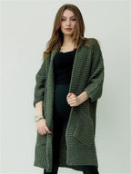 Women's Cozy Knit Coat with Large Pockets and Casual Cut