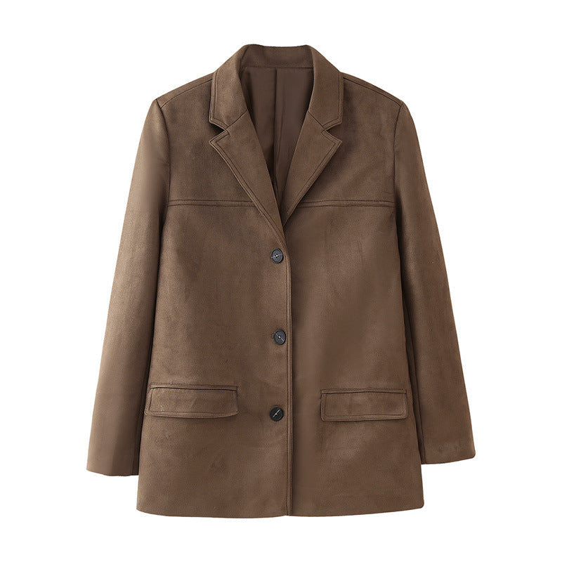Women's Elegant Suede Blazer Jacket