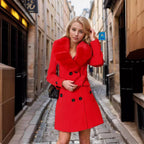 Women's Elegant Transitional Coat with Faux Fur Collar
