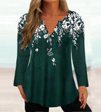 Elegant Women's Floral Blouse with V-Neck