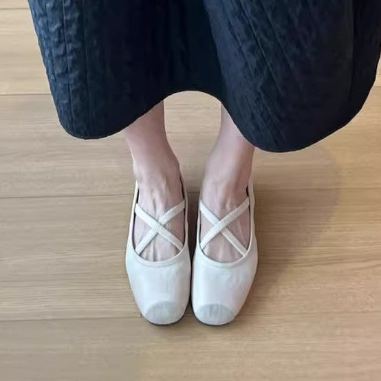 Women's Ballet Flats with Criss-Cross Strap and Comfortable Footbed