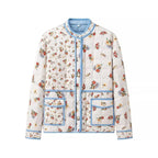 Women's Floral Quilted Jacket with Pockets