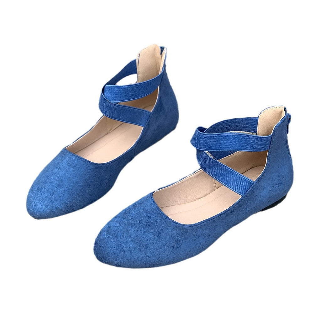 Women's Ballet Flats with Elastic Criss-Cross Straps