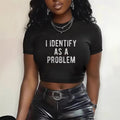 Women's Crop T-Shirt with Creative Slogan