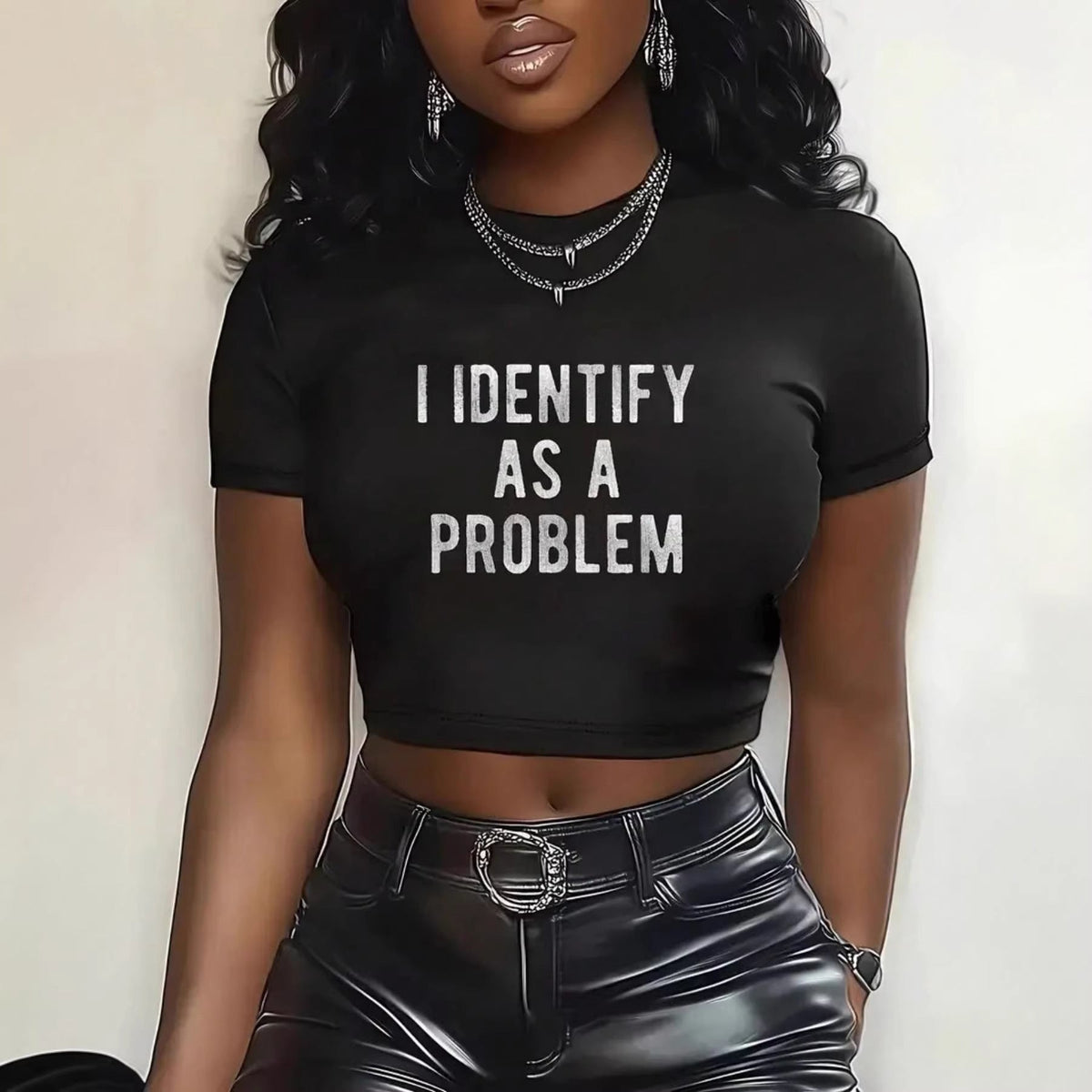 Women's Crop T-Shirt with Creative Slogan