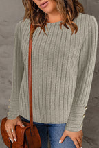 Women's Fine Knit Pullover with Ribbed Texture and Button Details