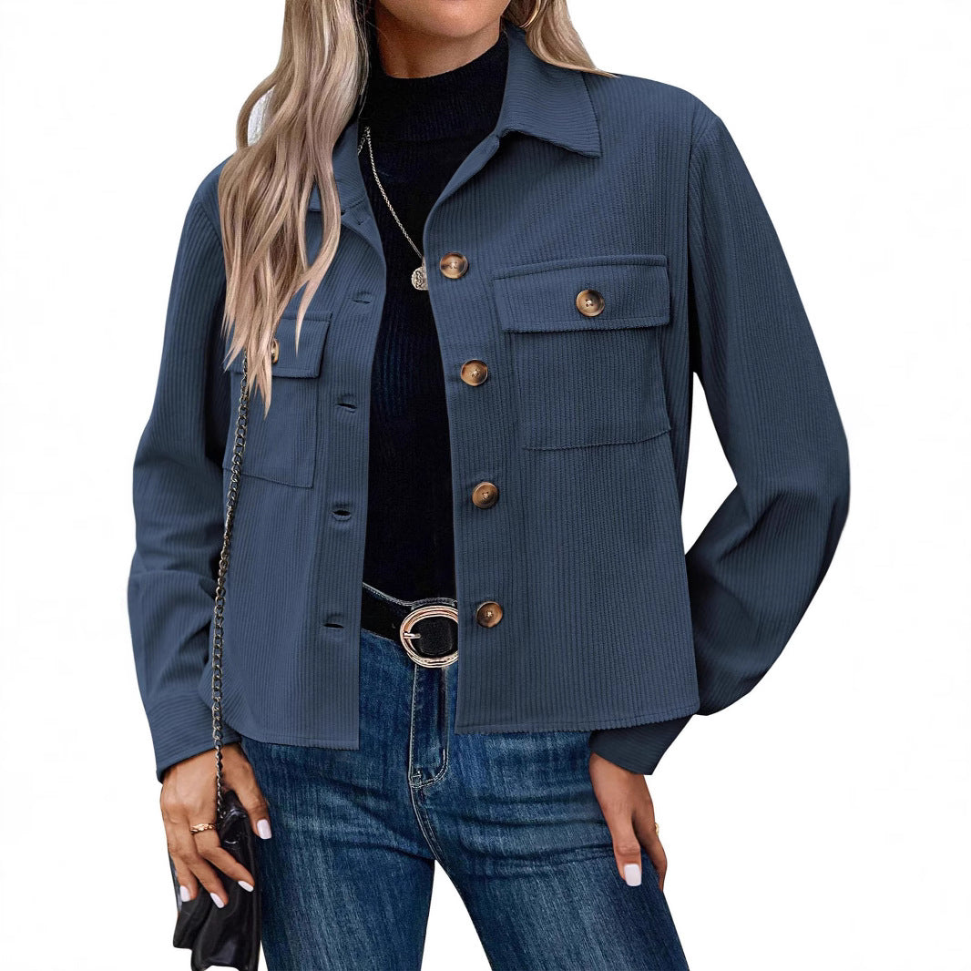 Women's Corduroy Jacket with Two Chest Pockets