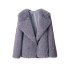 Elegant Faux Fur Jacket with Large Collar