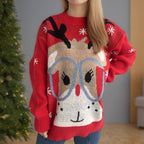 Women's Festive Reindeer Print Sweater