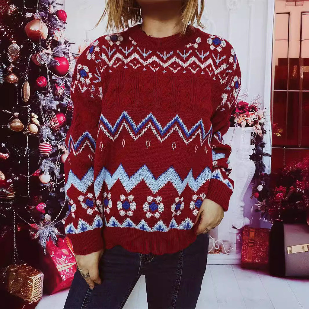 Women's Festive Nordic Pattern Knit Sweater