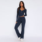 Women's Comfortable Button-Down Top and Loose Pants Set