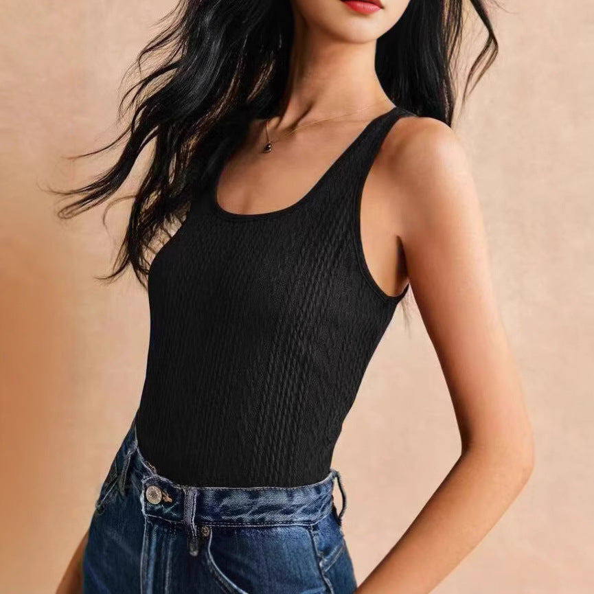 Women's Sleeveless Top with Textured Fabric