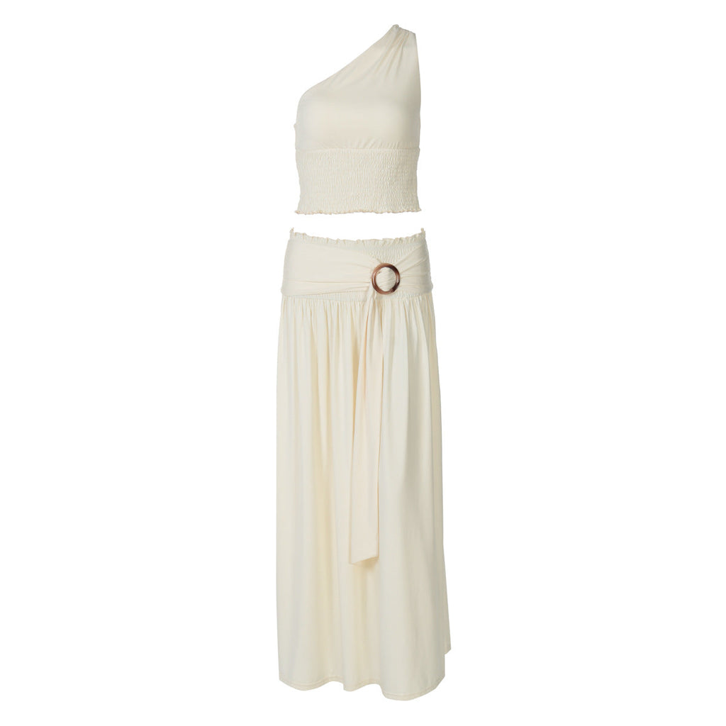 Women's One-Sided Maxi Dress with Refined Draping