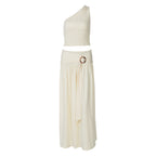 Women's One-Sided Maxi Dress with Refined Draping