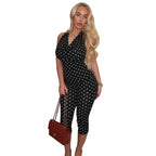 Women's Form-Fitting Polka-Dot Jumpsuit