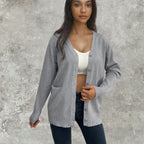 Women's Elegant Cardigan with Pockets and Button Placket