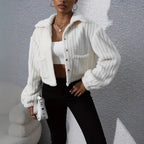 Women's Fluffy Couture-Style Overshirt with Pockets