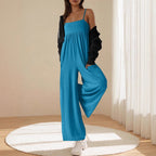 Casual Women's Wide-Leg Jumpsuit with Adjustable Straps
