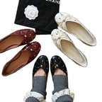 Women's Ballet Flats with Bow Accent and Sparkling Beads