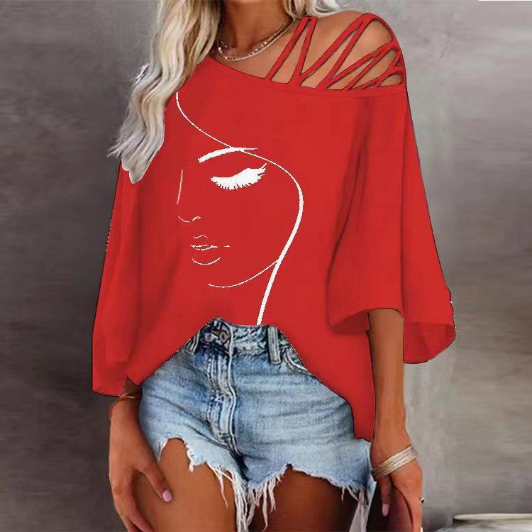 Women's Asymmetrical Graphic Print Top