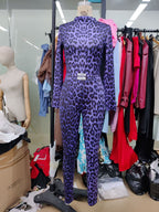 Women's High-Neck Leopard Print Jumpsuit