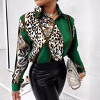 Women's Blouse in Eye-Catching Pattern Mix with Luxurious Accents