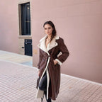 Women's Lined Long Coat with Chic Collar