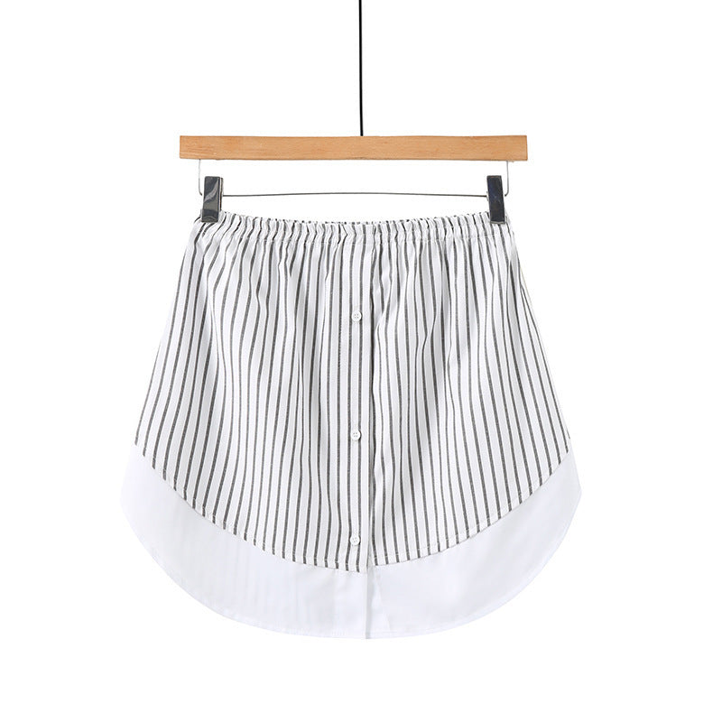Women's Striped Shirt Blouse with Asymmetric Cut