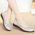 Women's Ballet Flats with Breathable Perforated Pattern and Flexible Sole