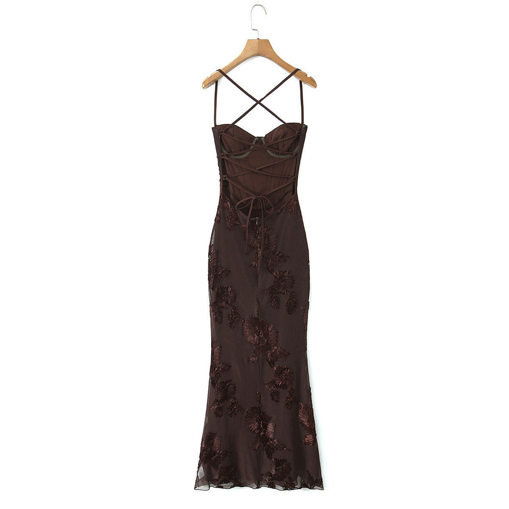 Women's Bodycon Dress with Floral Lace Trim