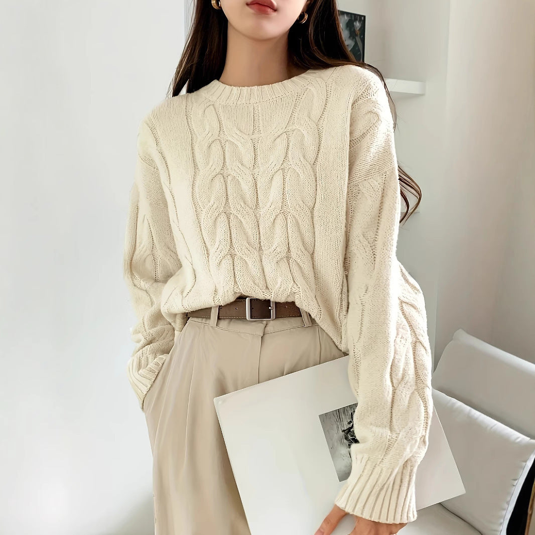 Patterned Knit Sweater with Voluminous Sleeves